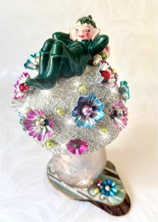 Bramley - Handcrafted Mid-Century Pixie & Glass Mushroom Art