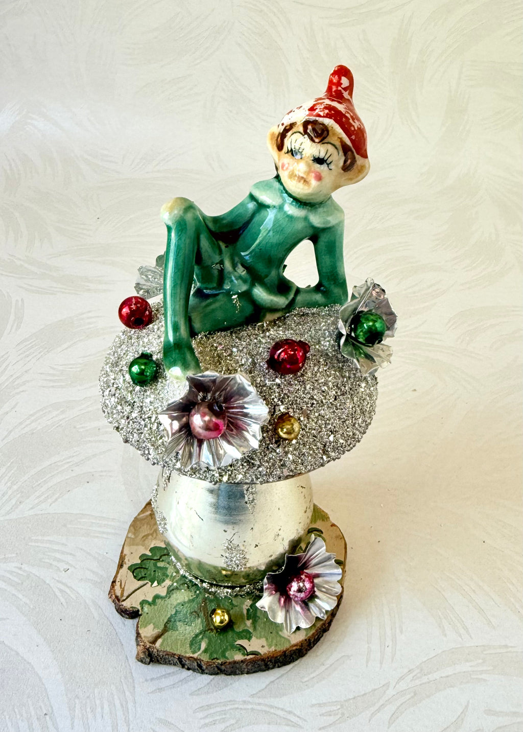 Milo - Handcrafted Mid-Century Pixie & Glass Mushroom Art