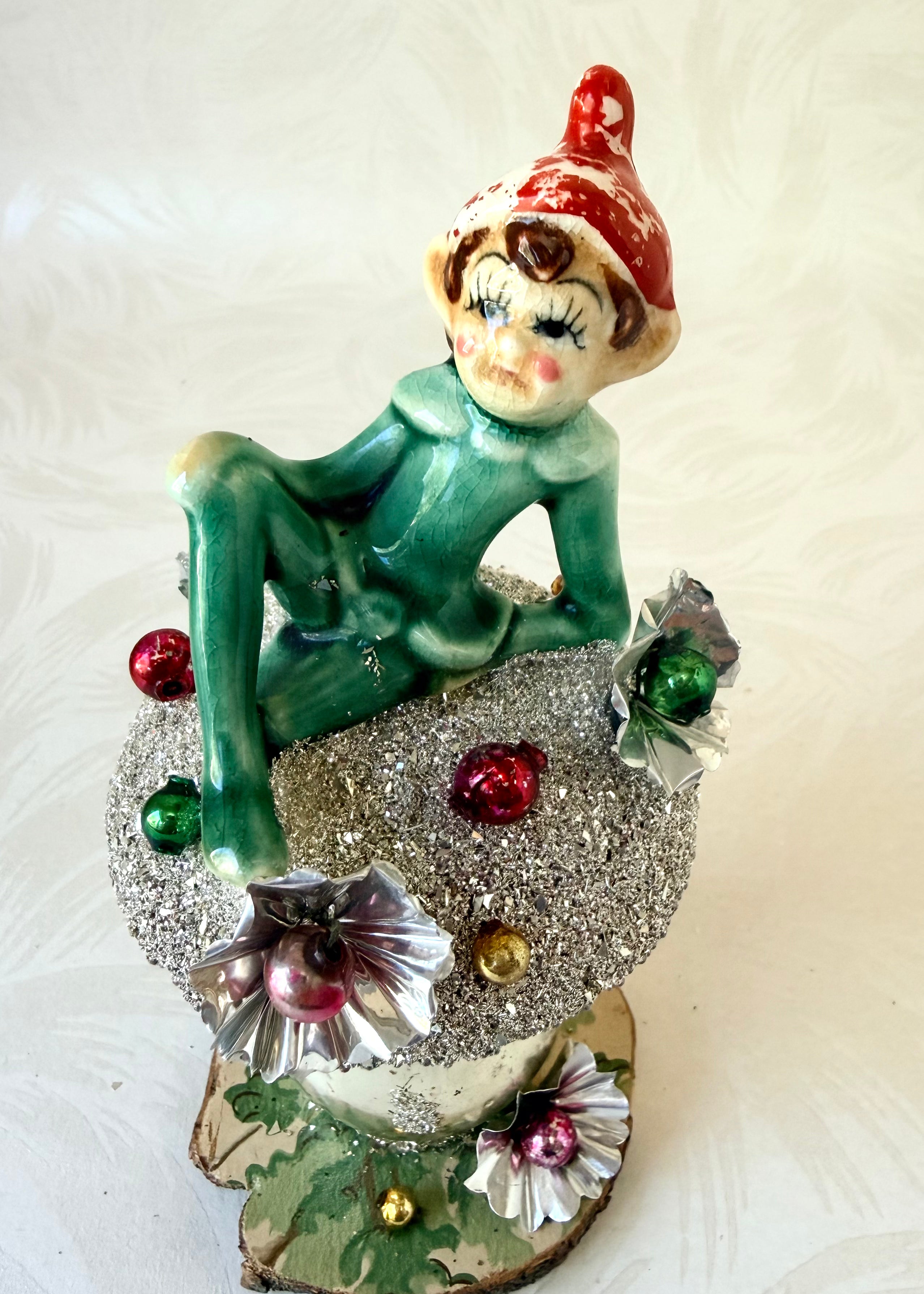 Milo - Handcrafted Mid-Century Pixie & Glass Mushroom Art