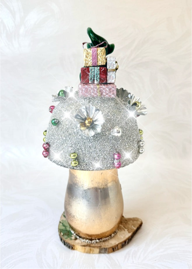 Nicholas - Handcrafted Mid-Century Pixie & Glass Mushroom Art