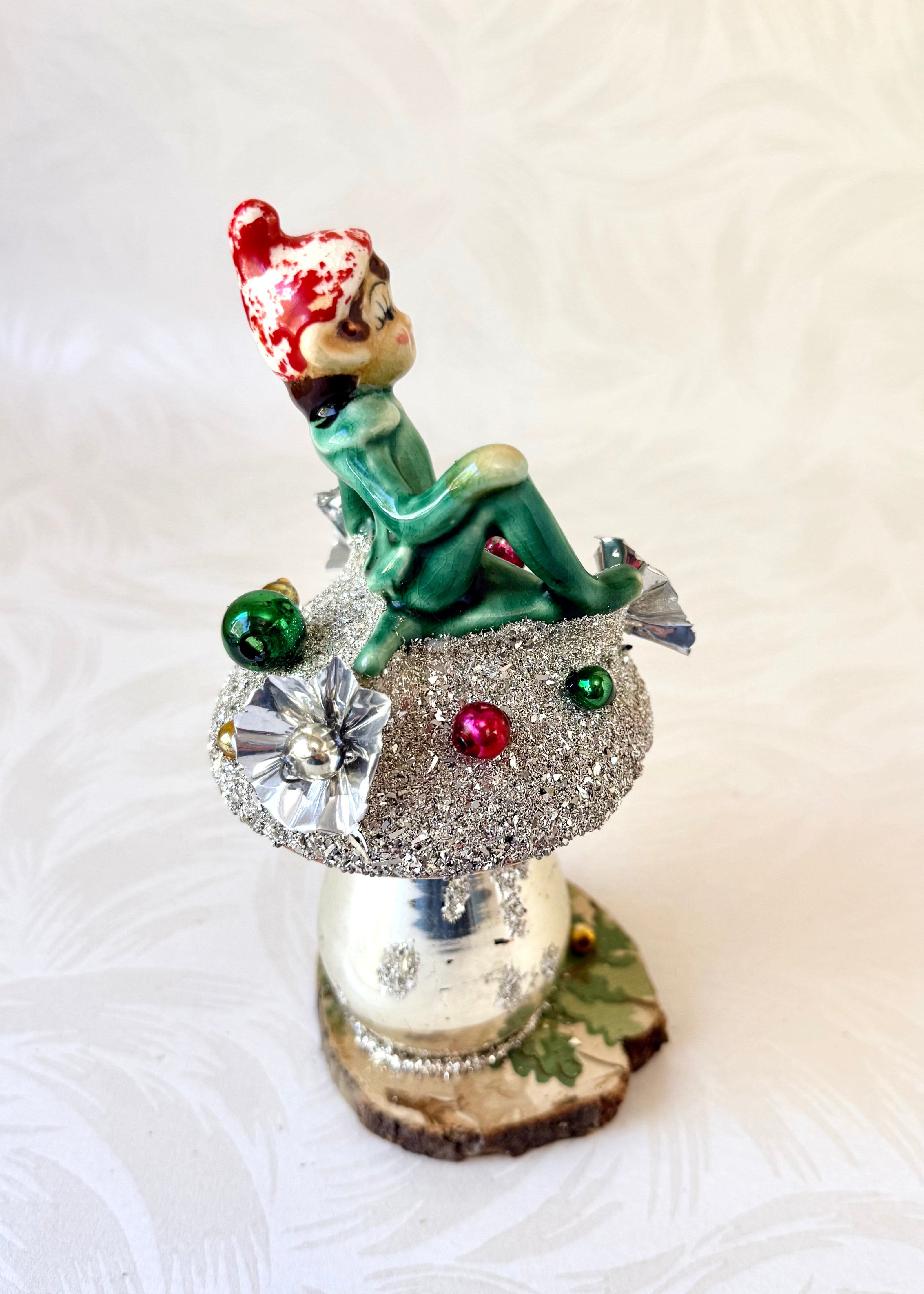 Milo - Handcrafted Mid-Century Pixie & Glass Mushroom Art