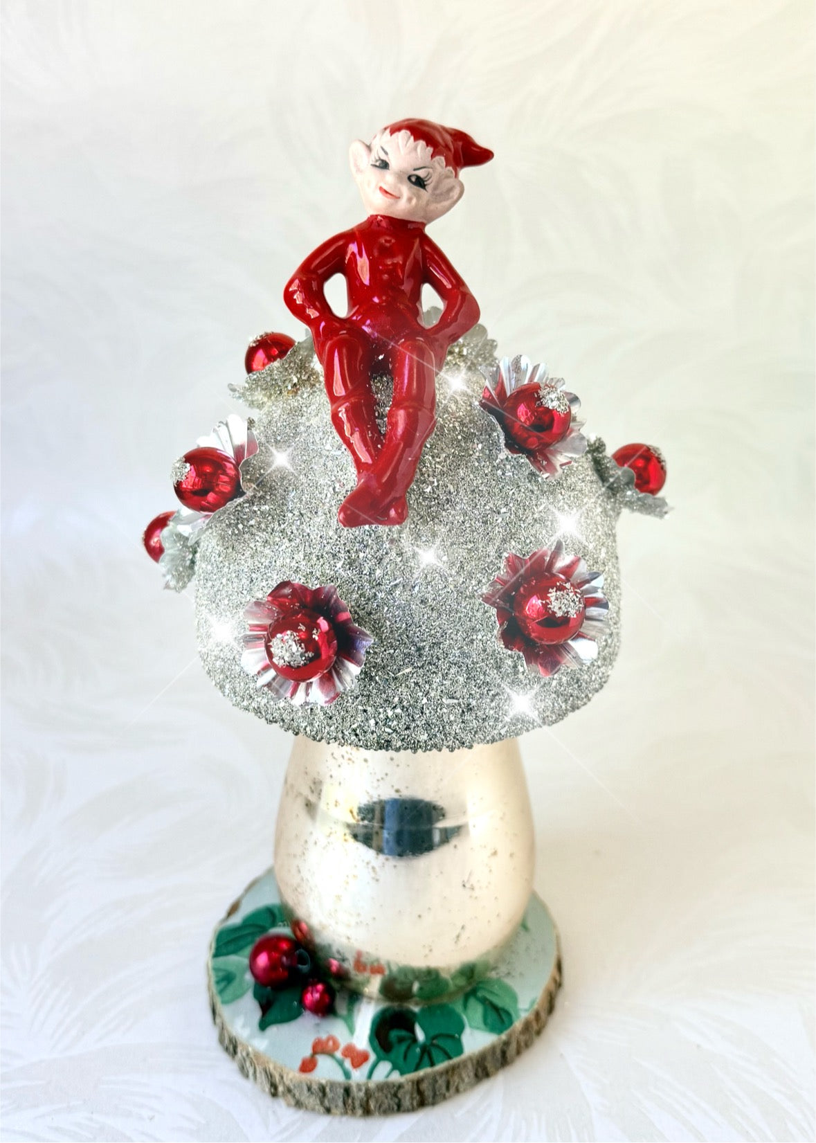 Gideon - Handcrafted Mid-Century Pixie & Glass Mushroom Art