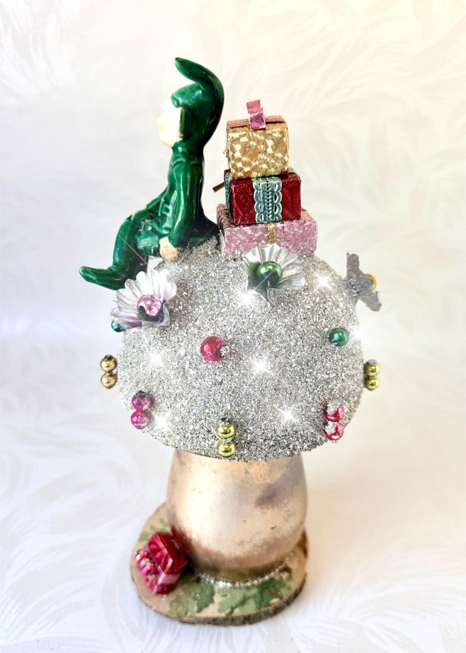 Nicholas - Handcrafted Mid-Century Pixie & Glass Mushroom Art