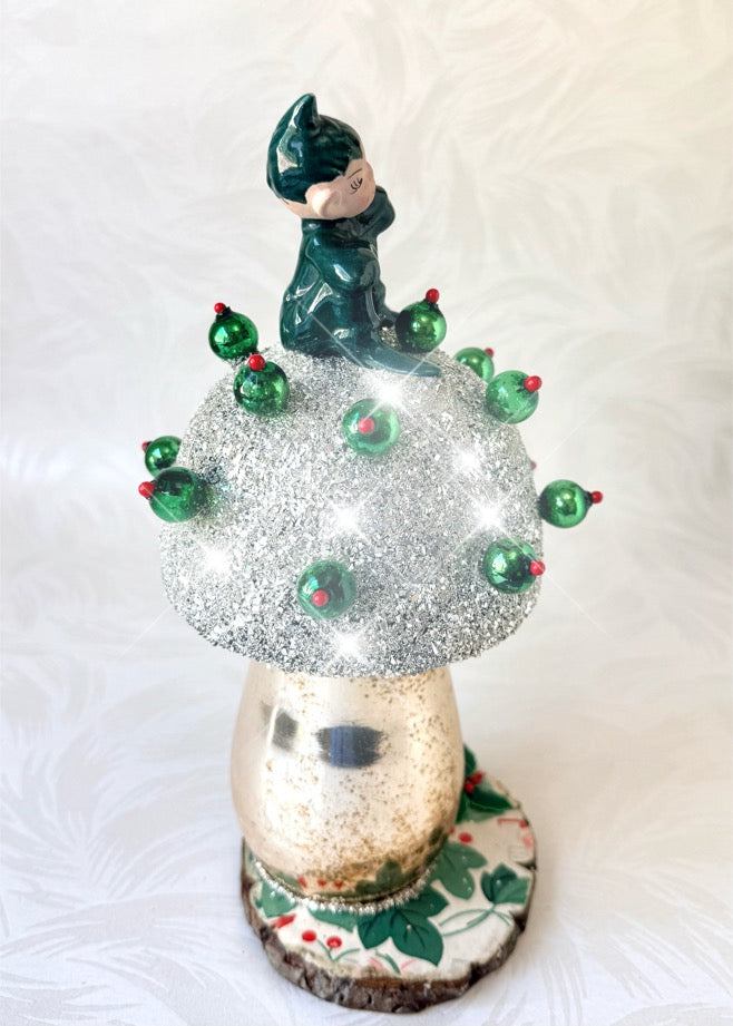 Darby - Handcrafted Mid-Century Pixie & Glass Mushroom Art