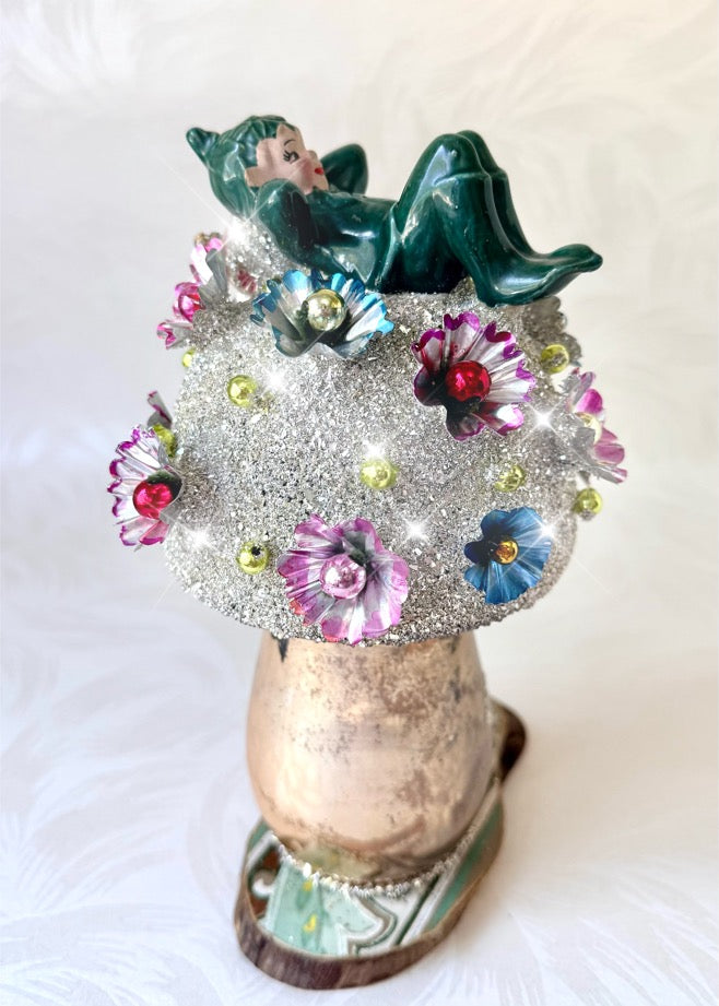 Bramley - Handcrafted Mid-Century Pixie & Glass Mushroom Art