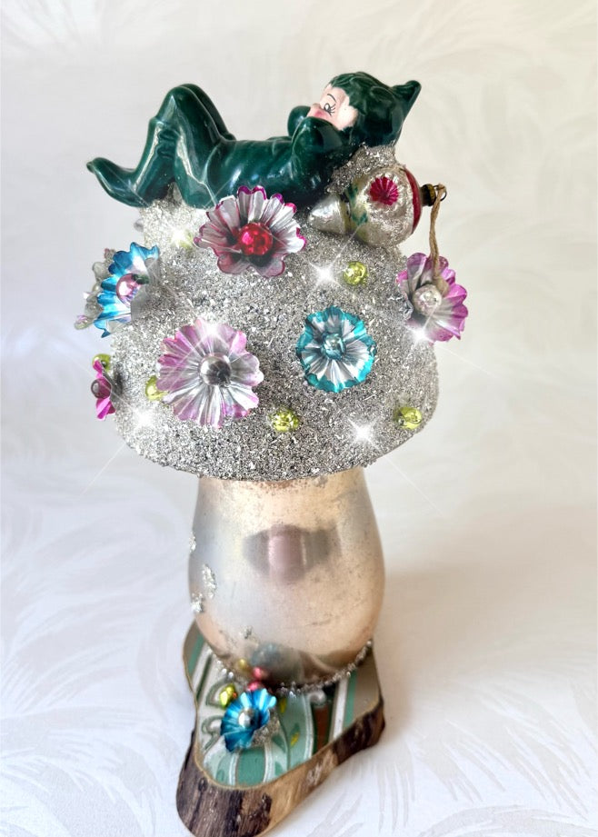 Bramley - Handcrafted Mid-Century Pixie & Glass Mushroom Art