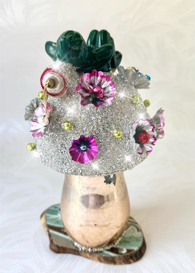 Bramley - Handcrafted Mid-Century Pixie & Glass Mushroom Art