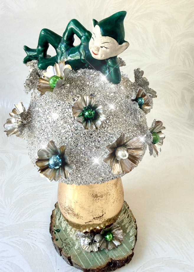 Jasper - Handcrafted Mid-Century Pixie & Glass Mushroom Art