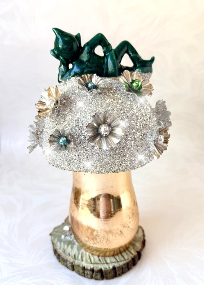 Jasper - Handcrafted Mid-Century Pixie & Glass Mushroom Art