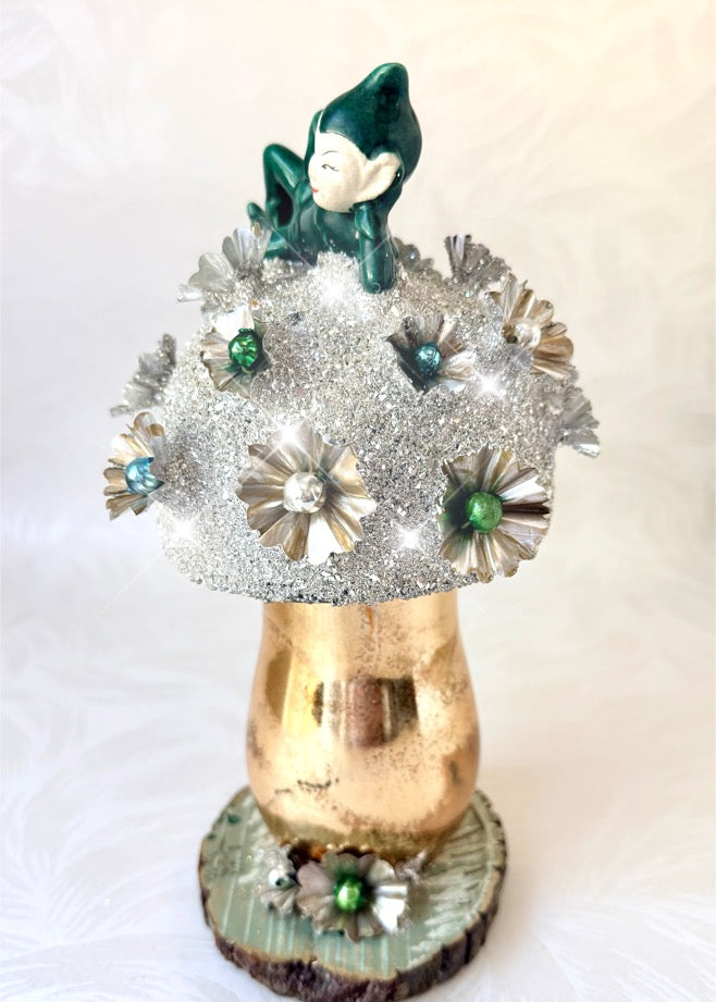 Jasper - Handcrafted Mid-Century Pixie & Glass Mushroom Art