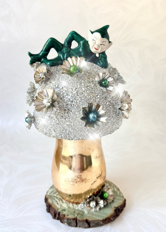 Jasper - Handcrafted Mid-Century Pixie & Glass Mushroom Art