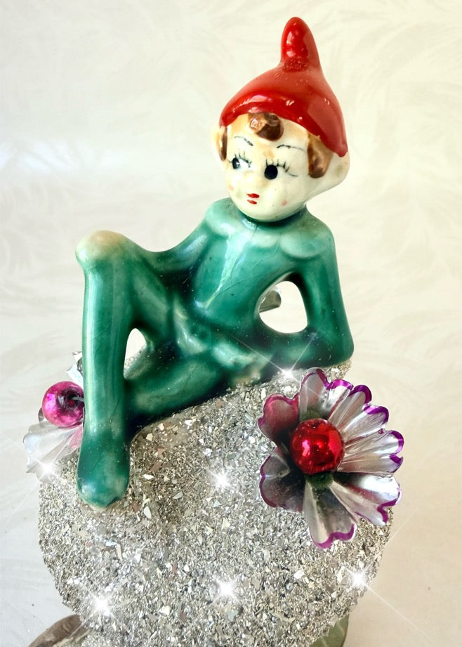 Oliver - Handcrafted Mid-Century Pixie & Glass Mushroom Art