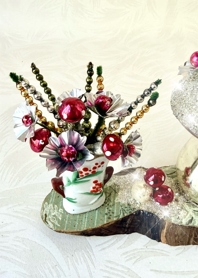 Oliver - Handcrafted Mid-Century Pixie & Glass Mushroom Art