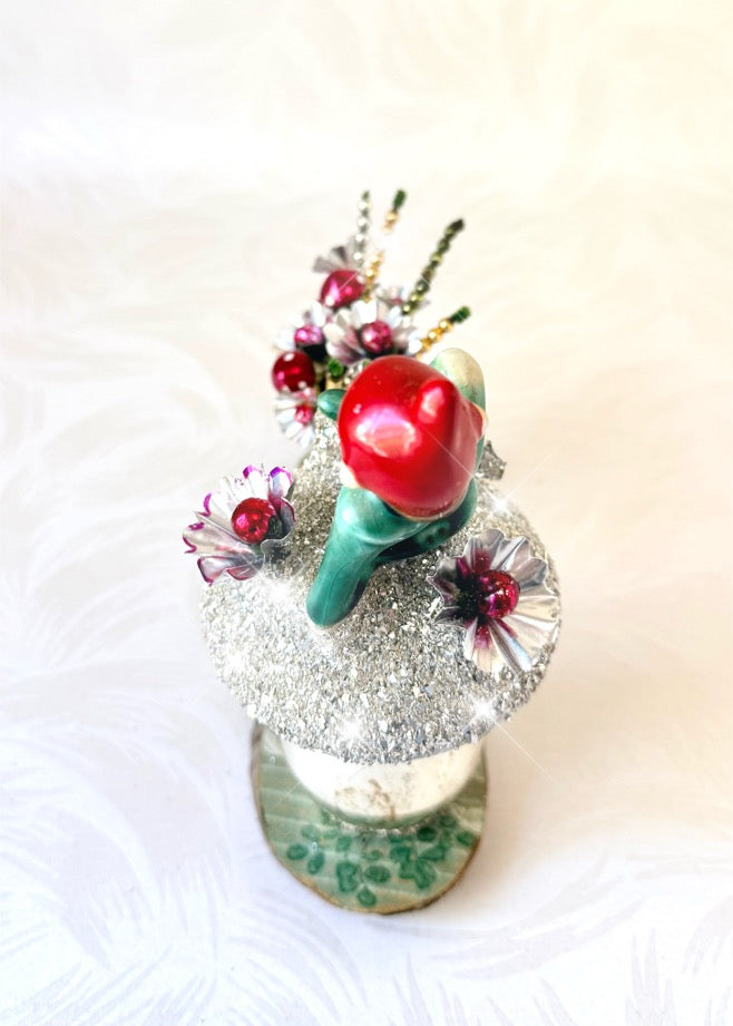 Oliver - Handcrafted Mid-Century Pixie & Glass Mushroom Art