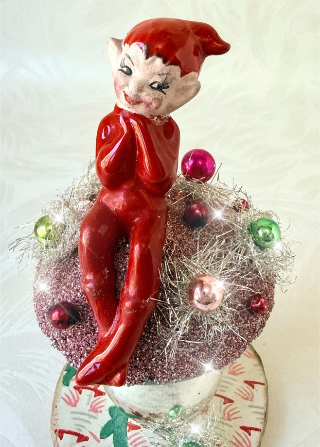 Thimble - Handcrafted Mid-Century Pixie & Glass Mushroom Art