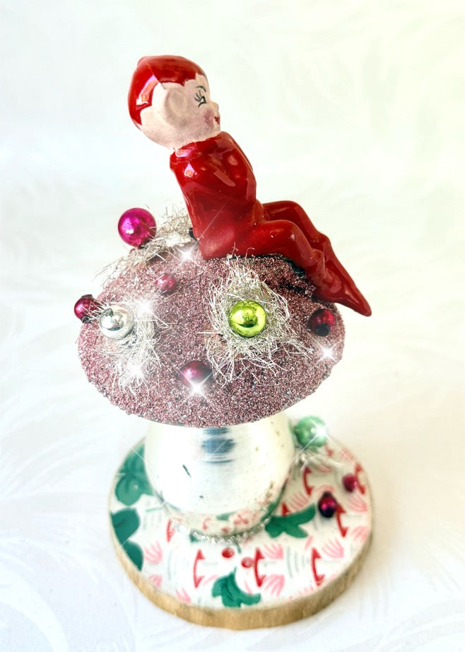 Thimble - Handcrafted Mid-Century Pixie & Glass Mushroom Art