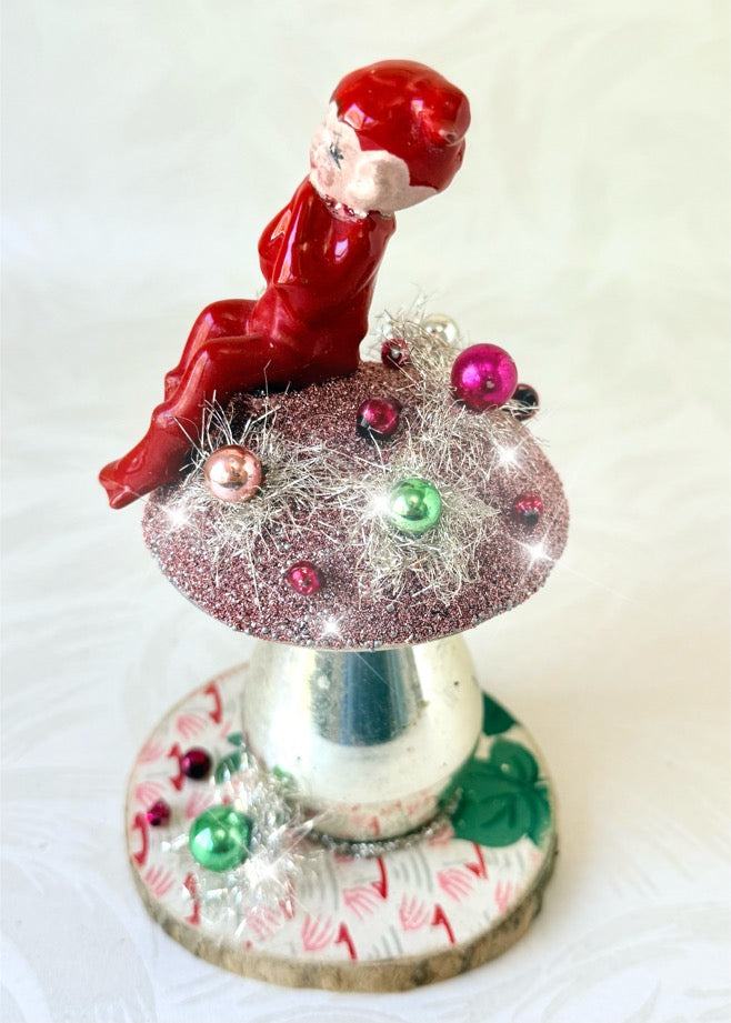 Thimble - Handcrafted Mid-Century Pixie & Glass Mushroom Art