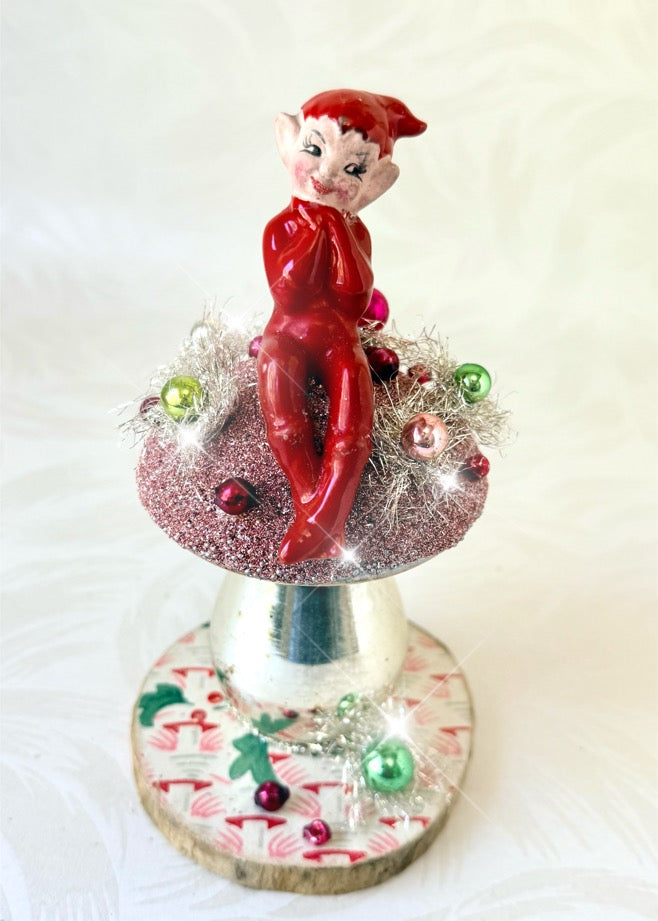 Thimble - Handcrafted Mid-Century Pixie & Glass Mushroom Art