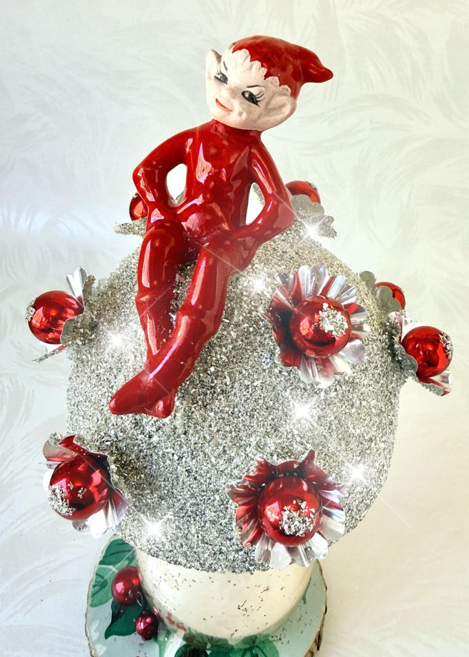 Gideon - Handcrafted Mid-Century Pixie & Glass Mushroom Art