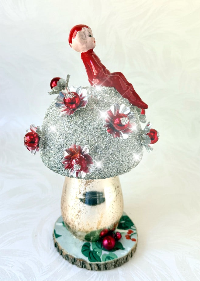 Gideon - Handcrafted Mid-Century Pixie & Glass Mushroom Art
