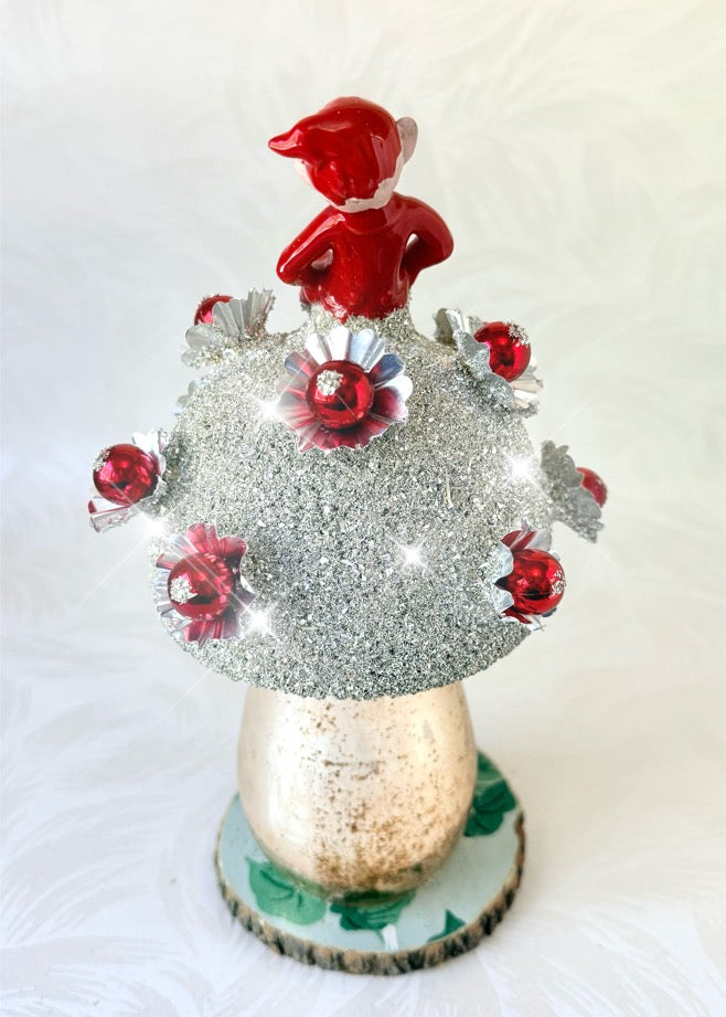 Gideon - Handcrafted Mid-Century Pixie & Glass Mushroom Art