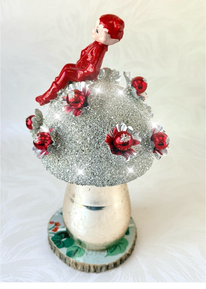 Gideon - Handcrafted Mid-Century Pixie & Glass Mushroom Art