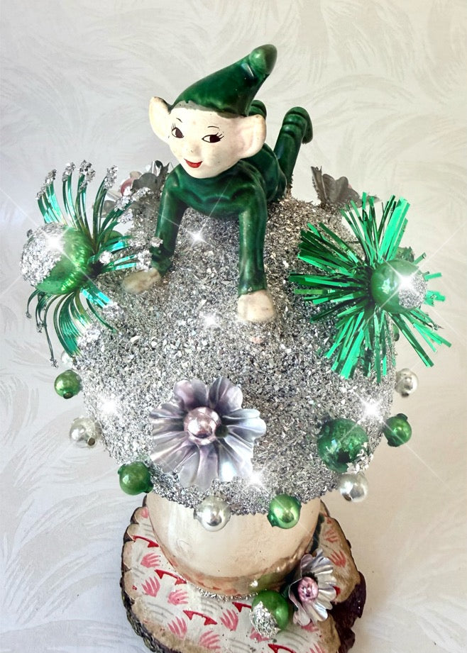 Buster - Handcrafted Mid-Century Pixie & Glass Mushroom Art