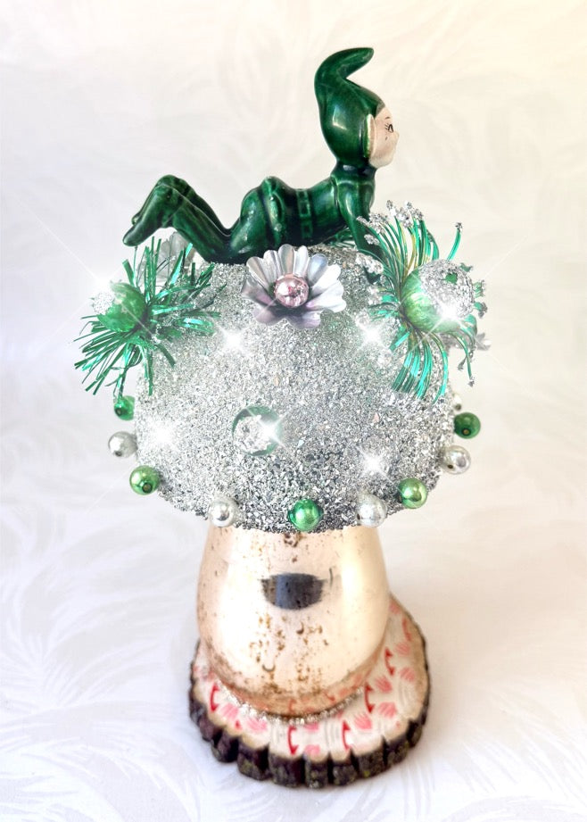 Buster - Handcrafted Mid-Century Pixie & Glass Mushroom Art