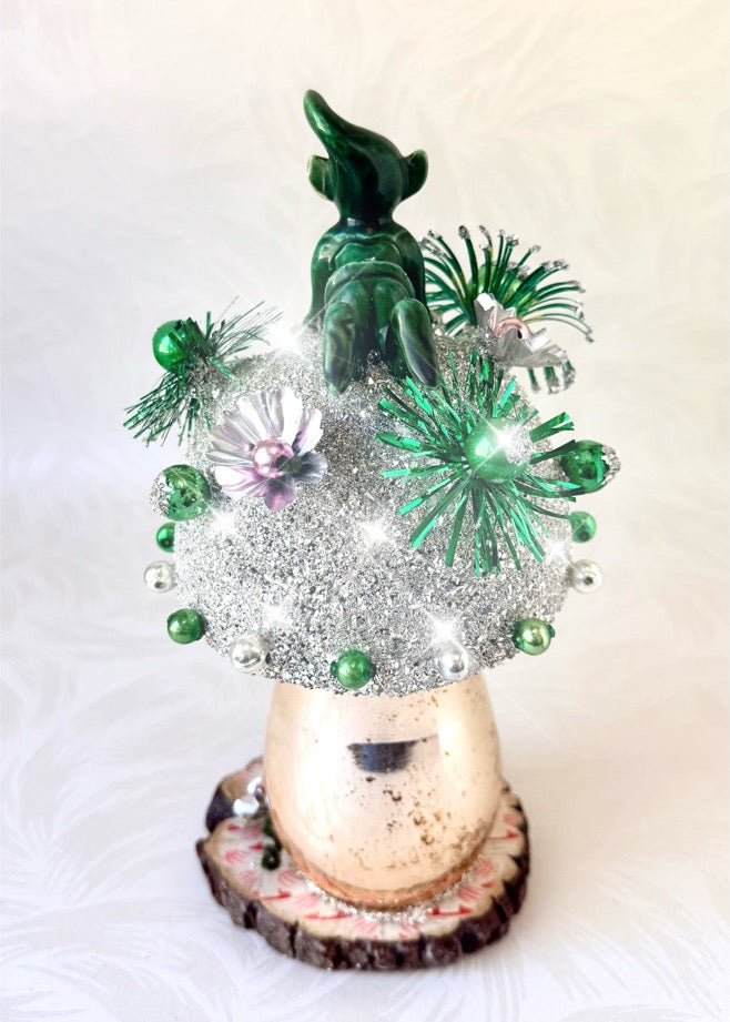 Buster - Handcrafted Mid-Century Pixie & Glass Mushroom Art