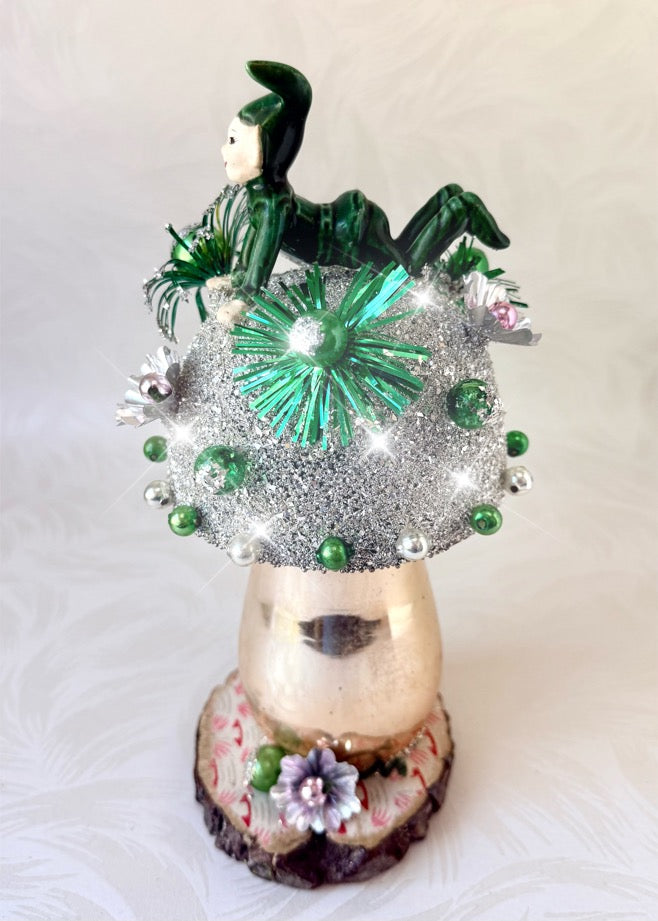 Buster - Handcrafted Mid-Century Pixie & Glass Mushroom Art
