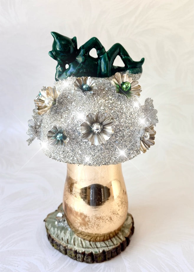 Jasper - Handcrafted Mid-Century Pixie & Glass Mushroom Art