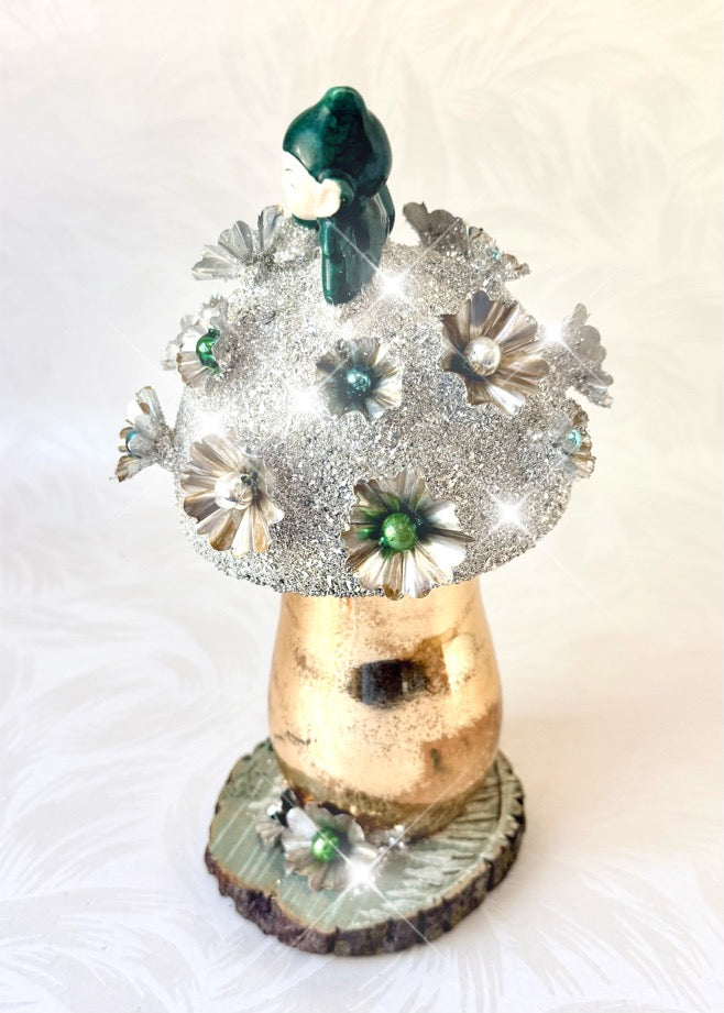 Jasper - Handcrafted Mid-Century Pixie & Glass Mushroom Art