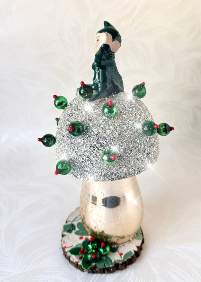 Darby - Handcrafted Mid-Century Pixie & Glass Mushroom Art