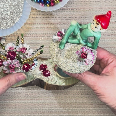 Oliver - Handcrafted Mid-Century Pixie & Glass Mushroom Art