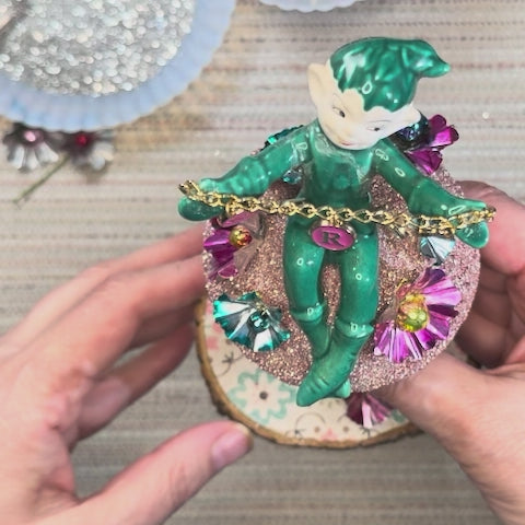 Jingle - Handcrafted Mid-Century Pixie & Glass Mushroom Art
