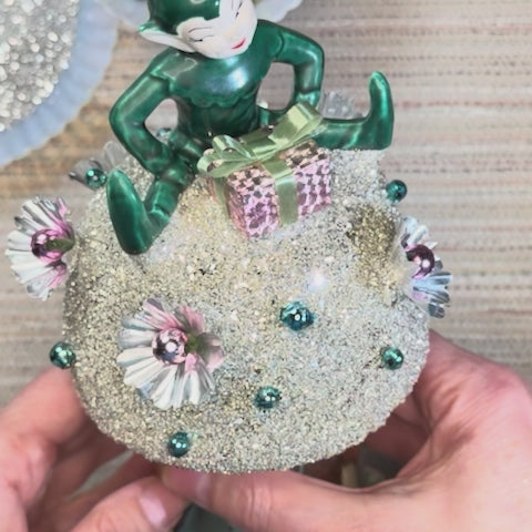 Barnaby - Handcrafted Mid-Century Pixie & Glass Mushroom Art