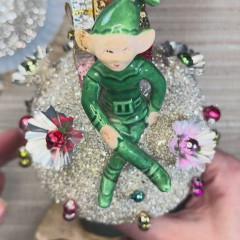 Nicholas - Handcrafted Mid-Century Pixie & Glass Mushroom Art