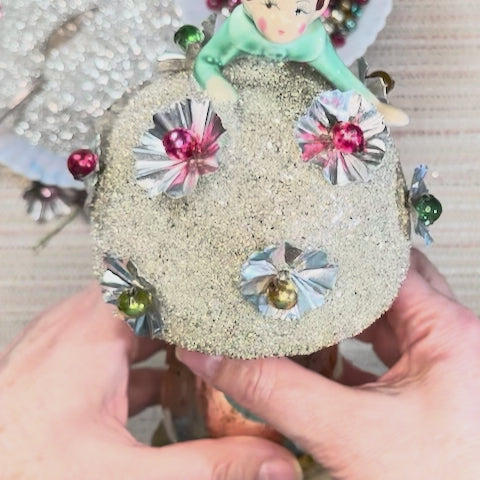 Pip - Handcrafted Mid-Century Pixie & Glass Mushroom Art